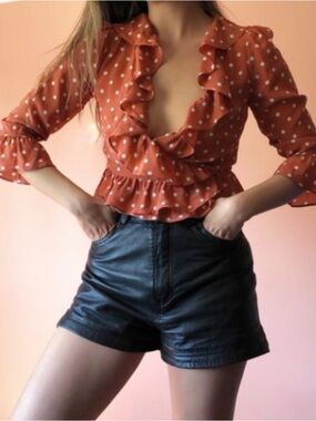 Realisation Par Rust Orange Polka Dot Ruffle Jacket